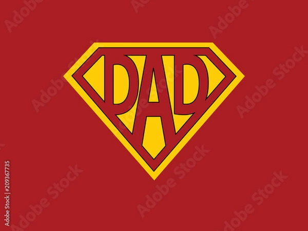 Fototapeta Super dad - Father's day concept . Greeting card design background. Vector illustration