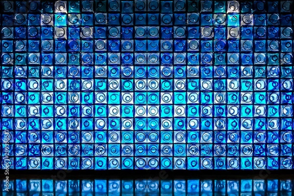 Obraz Blue glass brick wall