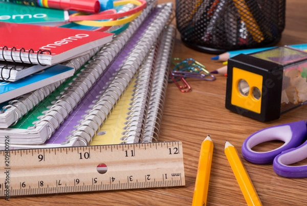 Fototapeta Closeup of an Assortment of School Supplies