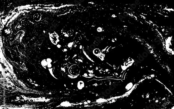 Fototapeta Black and white liquid texture. Hand drawn marbling illustration. Abstract vector background. Monochrome marble pattern.