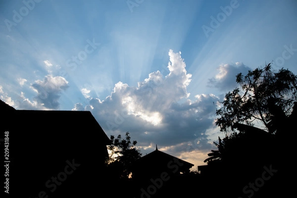 Obraz Blue sky background and white clouds.
