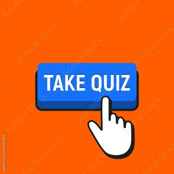 Fototapeta Hand Mouse Cursor Clicks the Take Quiz.