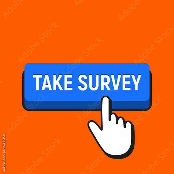 Fototapeta Hand Mouse Cursor Clicks the Take Survey Button.