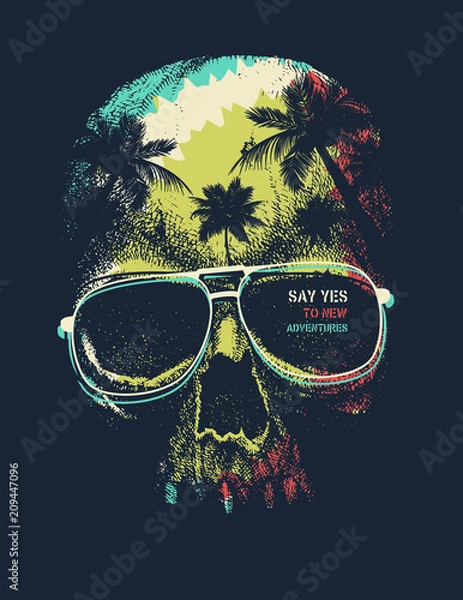 Obraz Vector Adventure graphic with skull