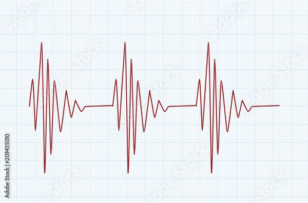 Fototapeta Heart line graph. vector illustration