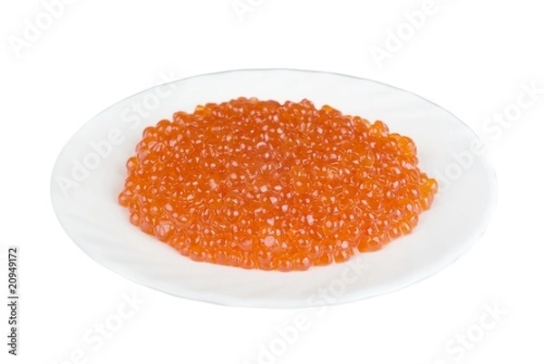 Obraz Red salmon eggs on a plate
