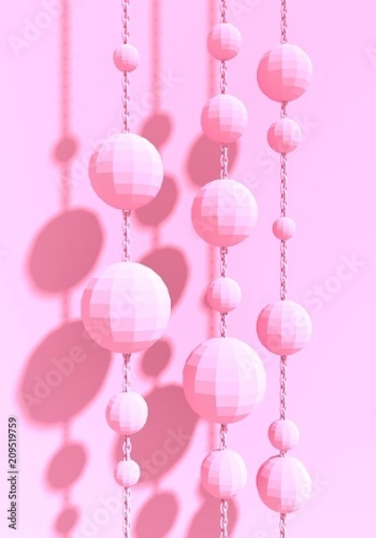 Fototapeta Platonic solid design. Hanging from a chain low poly shapes. 3D rendering