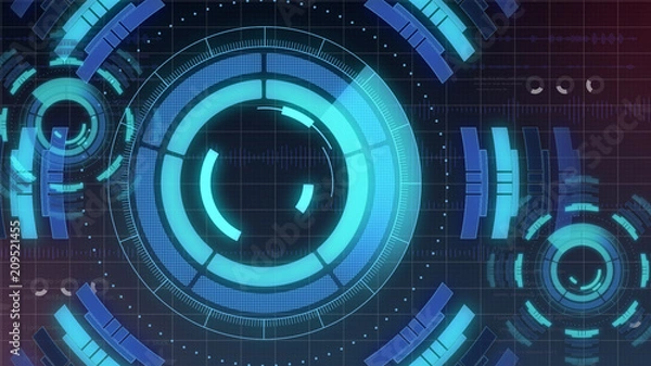 Fototapeta Futuristic digital HUD Technology user interface, Radar screen with various technology elements business communication innovation concept