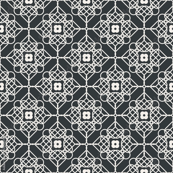 Fototapeta Flower lace line seamless abstract pattern monochrome or two colors vector
