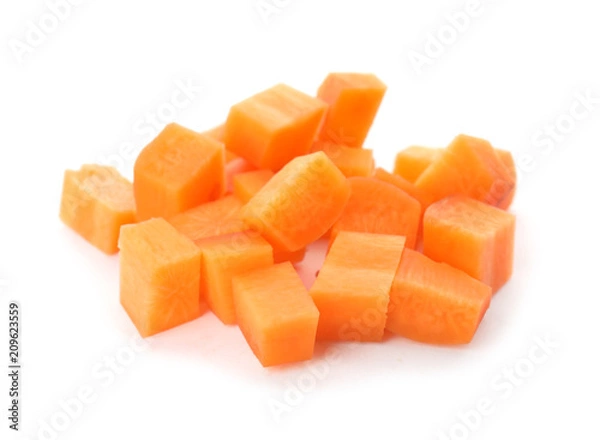 Fototapeta Ripe chopped carrot on white background
