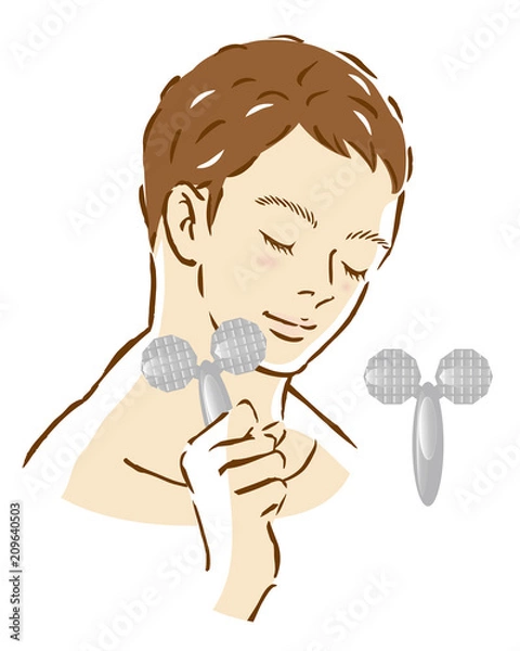 Obraz 男性　自宅エステ　美顔ローラー　セルフケア