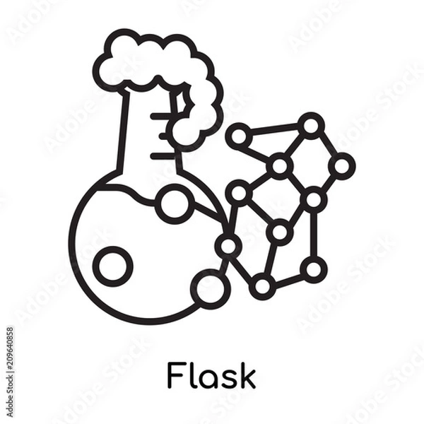 Obraz Flask icon vector sign and symbol isolated on white background, Flask logo concept, outline symbol, linear sign