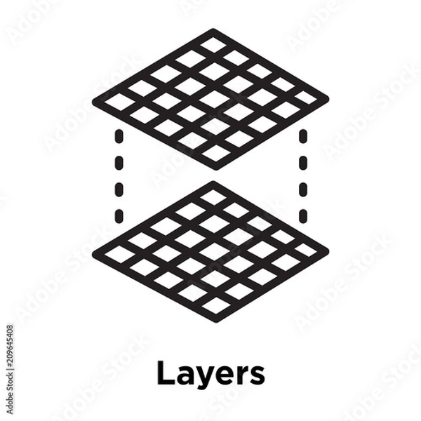 Fototapeta Layers icon vector sign and symbol isolated on white background, Layers logo concept, outline symbol, linear sign