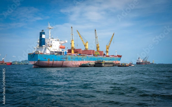 Obraz Cargo Ships at Anchorage, Koh Sri Chang, Thailand