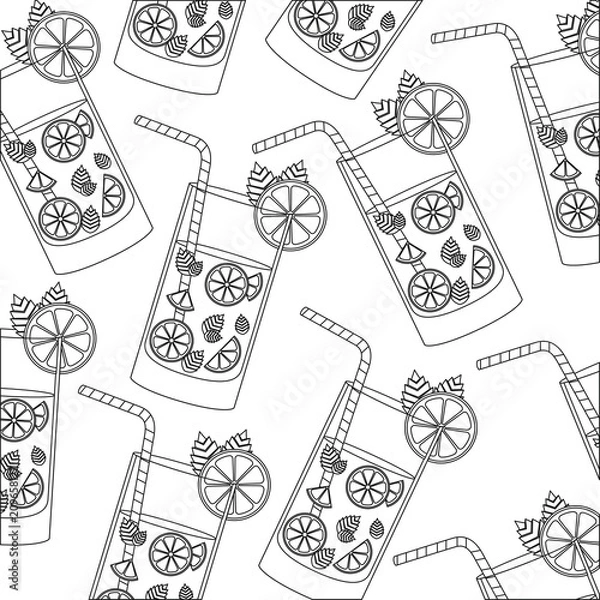 Obraz best drinks tropical cocktail pattern vector illustration design