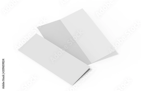 Obraz Bi fold or Vertical half fold brochure mock up on isolated white background, 3d illustration