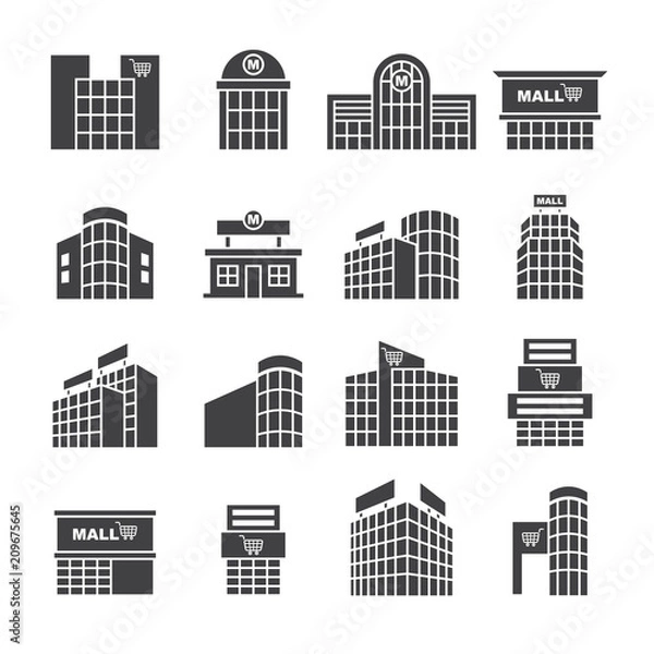 Fototapeta Shopping mall icon set