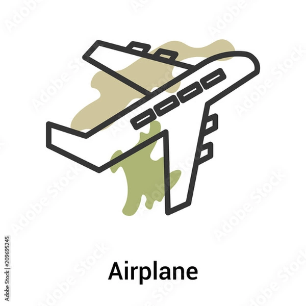 Fototapeta Airplane icon vector sign and symbol isolated on white background, Airplane logo concept, outline symbol, linear sign