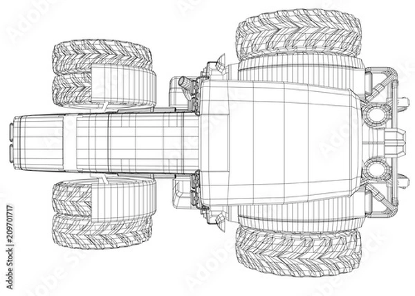 Fototapeta Working Tractor Vector. Created illustration of 3d.