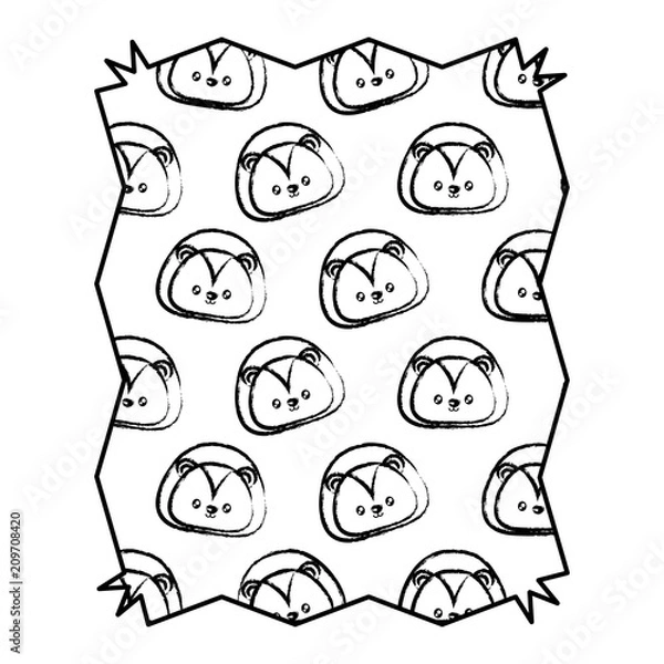 Fototapeta abstract frame with cute lion pattern over white background, vector illustration