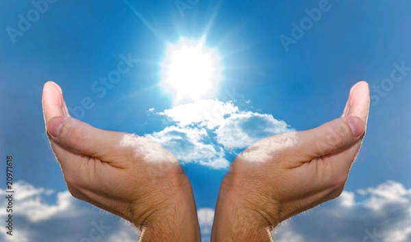 Fototapeta Hände mit  der Sonne
