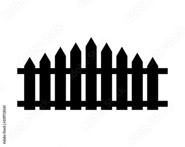 Fototapeta Wooden fence. Simple silhouette design isolated on white