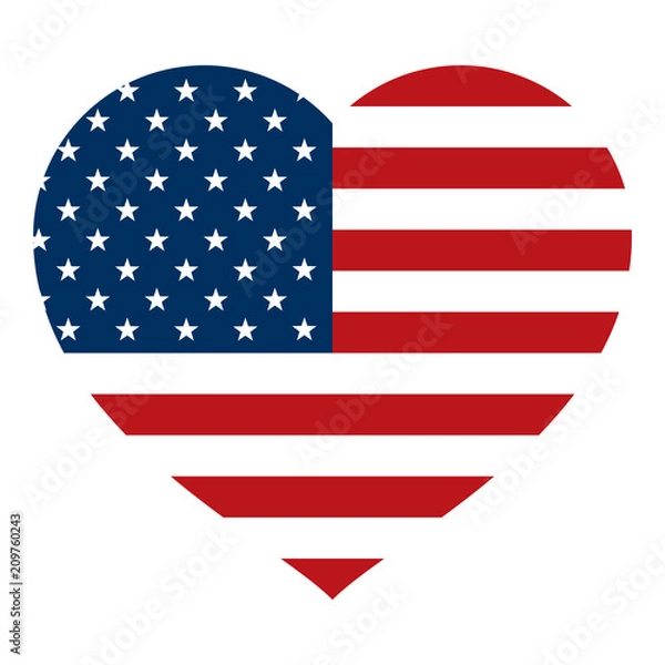 Obraz American Flag Inside Heart - Vector Graphic Icon Logo