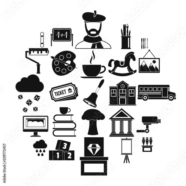 Obraz Pencilling icons set. Simple set of 25 pencilling vector icons for web isolated on white background