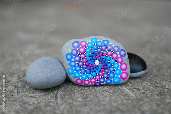 Obraz chakras dot painted mandala psychedelic stone
