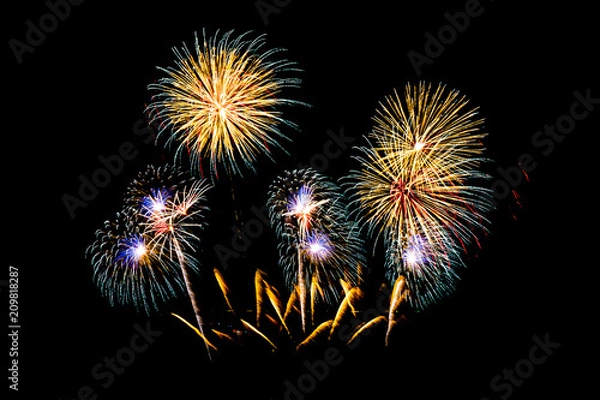 Obraz Beautiful fireworks display on black sky