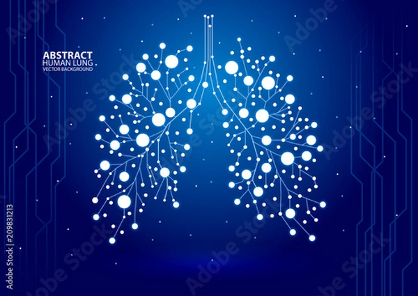 Fototapeta Abstract human lung vector with dots and lines