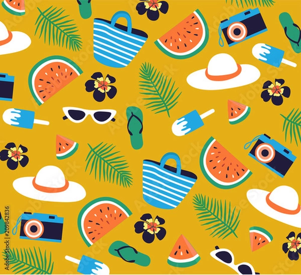 Fototapeta Summer collection. Set of summer icons and design elements. 