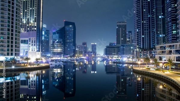 Fototapeta Night scene in the Dubai, Marina Dubai.