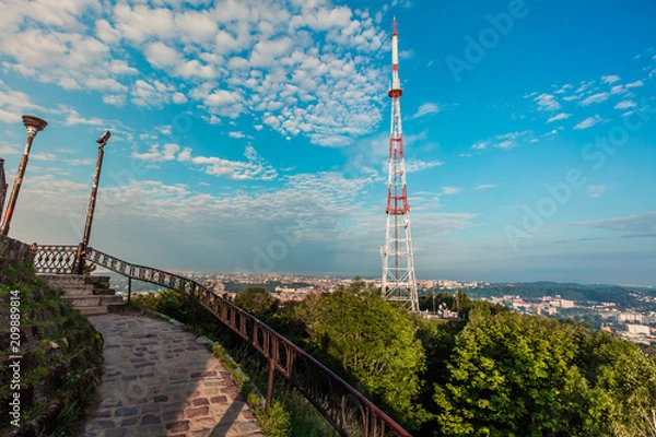 Obraz television tower on High castle in Lviv, Ukraine