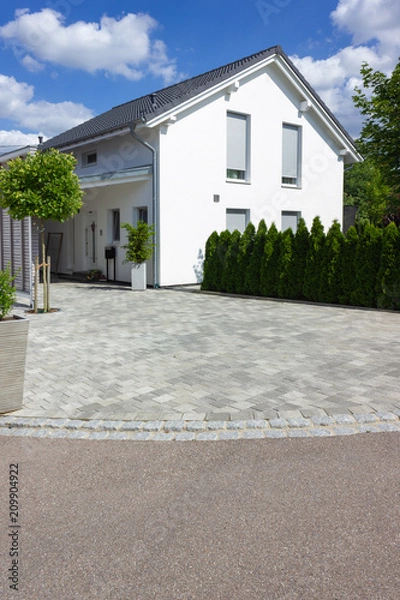 Fototapeta modern house architecture in rural countryside at springtime
