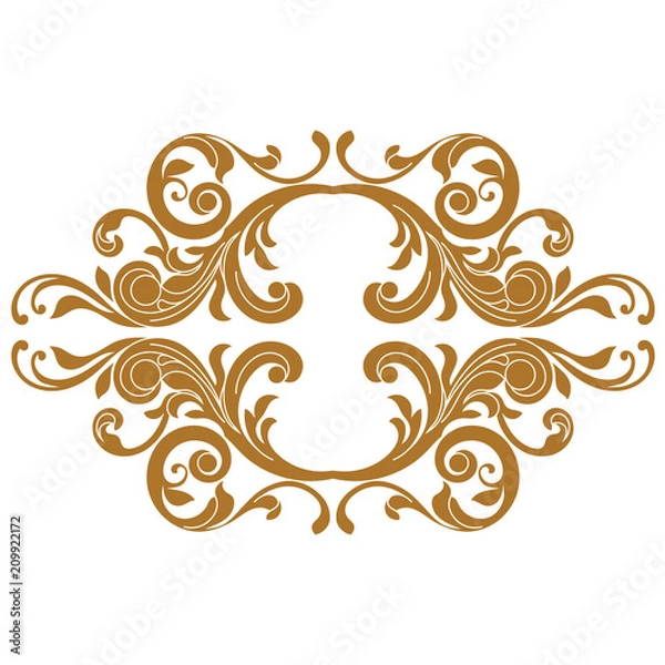 Fototapeta Golden vintage baroque ornament, corner. Retro pattern antique style acanthus. Decorative design element filigree calligraphy vector. - stock vector