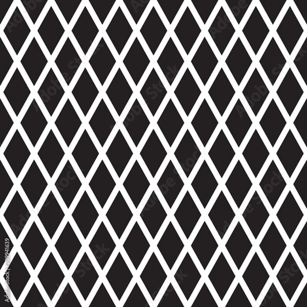 Fototapeta Seamless diamond rhombus check pattern background in black and white.