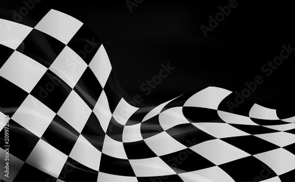 Fototapeta race flag checkered waving flag background