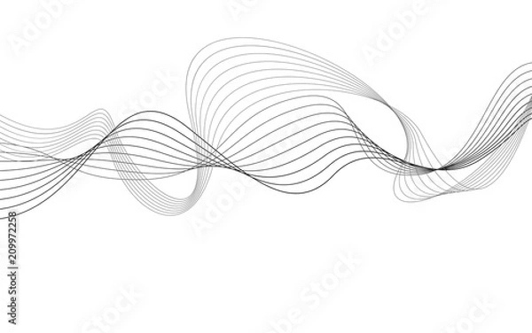 Obraz curvy abstract line wave graphic gray background
