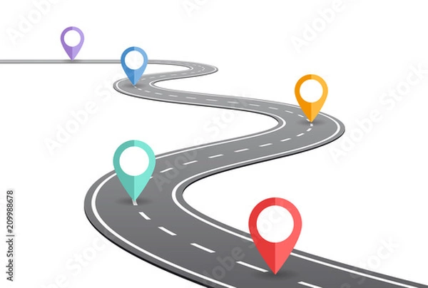 Obraz Koncepcja osi czasu kręta droga