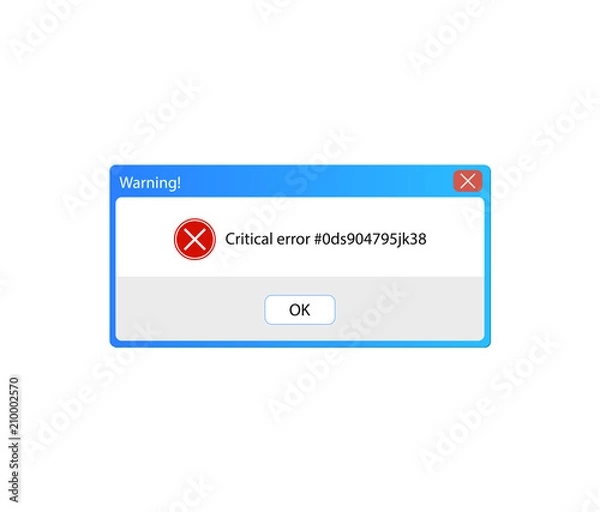 Fototapeta Vector Error Message, Warning Pop-up Window, Vintage User Interface, Background Frame.