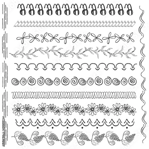 Fototapeta Set with Isolated Black Hand Drawn Design Elements