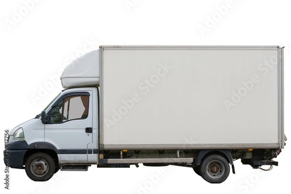 Obraz White truck on isolated background