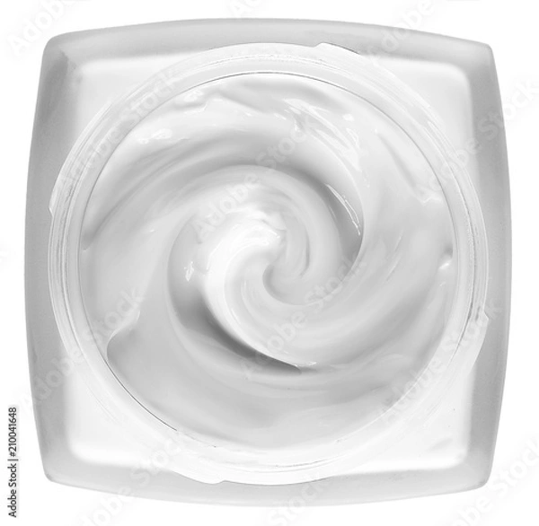 Fototapeta face cream in a jar on a white background. View from above.