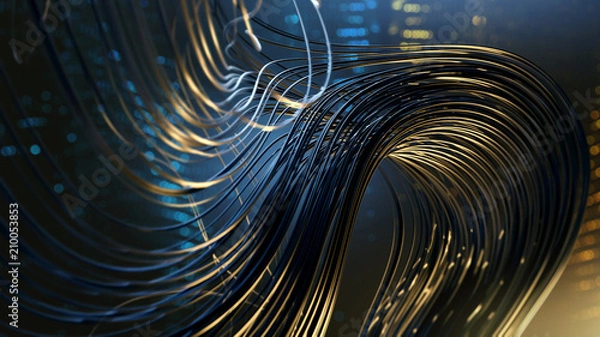 Obraz Kable przed abstrakcjonistycznym tłem technicznym