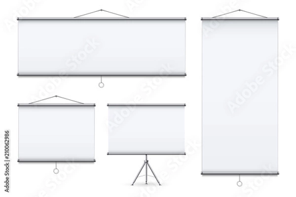 Fototapeta Creative vector illustration of empty meeting projector screen isolated on transparent background. For presentation board, blank whiteboard template mockup for conference. Art design. Graphic element