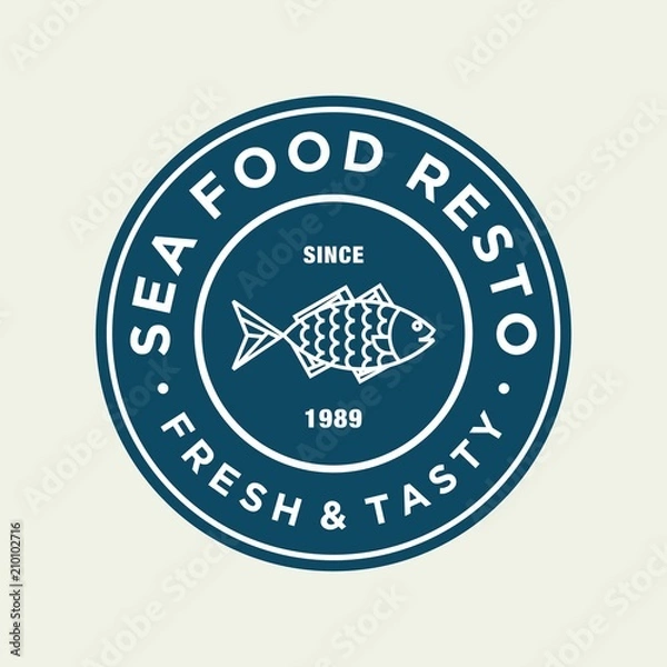 Obraz Seafood fish for restaurant line logo design. Vector icon illustration modern simple line logo

