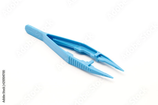 Fototapeta Close up of Plastic Blue Tweezers