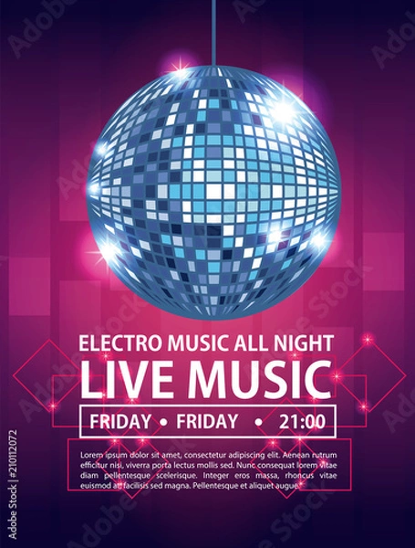 Fototapeta Dance party invitation card with date vector illustration graphic design