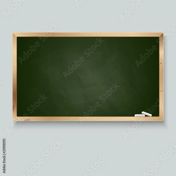 Obraz Blackboard background and wooden frame. Vector illustration